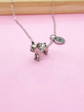Silver French Bulldog Charm Necklace, N407A