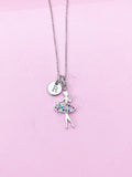 Silver Ballet Necklace, Initial Charm, Dance Gift, N3767