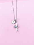 Silver Ballet Necklace, Initial Charm, Dance Gift, N3767