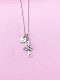 Silver Ballet Necklace, Initial Charm, Dance Gift, N3767