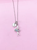 Silver Ballet Necklace, Initial Charm, Dance Gift, N3767