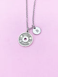 Barbell Charm Necklace, Personalized Initial, Fitness Jewelry