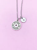 Barbell Charm Necklace, Personalized Initial, Fitness Jewelry