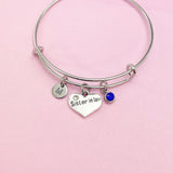 Sister in Law Heart Charm Bracelet, Initial, Birthstone