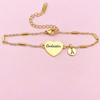 Godsister Gifts, Gold Godsister Bracelet, Heart, Godsister Jewelry, Mother's Day Gift, Godsister Sister Gifts, D455