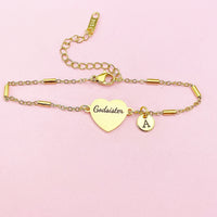 Godsister Gifts, Gold Godsister Bracelet, Heart, Godsister Jewelry, Mother's Day Gift, Godsister Sister Gifts, D455