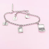 IT Teacher Bracelet, Computer Charm, Apple Charm, Textbook Charm, Book Charm, Pencil Charm, Computer Technology Teacher Gift, AN1491