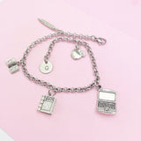IT Teacher Bracelet, Computer Charm, Apple Charm, Textbook Charm, Book Charm, Pencil Charm, Computer Technology Teacher Gift, AN1491