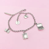IT Teacher Bracelet, Computer Charm, Apple Charm, Textbook Charm, Book Charm, Pencil Charm, Computer Technology Teacher Gift, AN1491