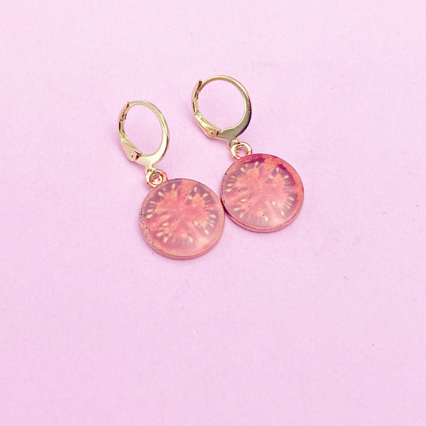 Gold Red Tomato Earrings, Mother's Day Earrings, N3183