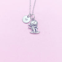 Ski Necklace, 316 Stainless Steel Ski Pendant Necklace, Skier Player Charm, Ski Charm, Sport Charm, Sport Gift, Personalized Gift, N1051