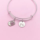 Silver Firefighter Helmet Badge Number Charm Bracelet, Fireman Gifts Ideas Personalized Customized Made to Order, AN1242