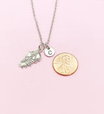 Silver Sport Shoe Cleat Necklace, Soccer/Football Charm, Initial Necklace