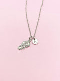Silver Sport Shoe Cleat Necklace, Soccer/Football Charm, Initial Necklace