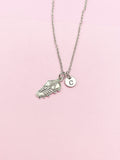Silver Sport Shoe Cleat Necklace, Soccer/Football Charm, Initial Necklace