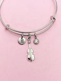 Silver Violin Viola Charm Bracelet School Music Orchestra Gift Ideas Personalized Customized Made to Order Jewelry, AN5451