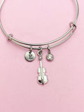 Silver Violin Viola Charm Bracelet School Music Orchestra Gift Ideas Personalized Customized Made to Order Jewelry, AN5451