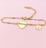 Gold Grammy Bracelet, Stainless Steel Grammy Gifts, Personalized Customized Monogram Jewelry, AD285