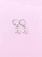 Silver Pharmacist Rx Charm Earrings, AN2239