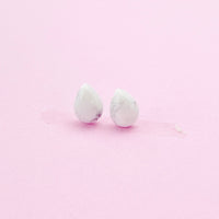 Sterling Silver Natural Howlite Teardrop Stud Earrings, N5609