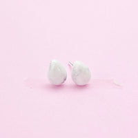 Sterling Silver Natural Howlite Teardrop Stud Earrings, N5609