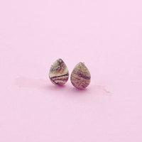 Sterling Silver Natural Picture Jasper Teardrop Stud Earrings, N5610