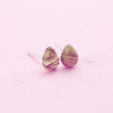 Sterling Silver Natural Picture Jasper Teardrop Stud Earrings, N5610