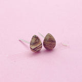 Sterling Silver Natural Picture Jasper Teardrop Stud Earrings, N5610