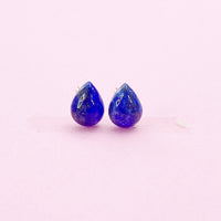 Sterling Silver Natural Lapis Lazuli Teardrop Stud Earrings, N5612