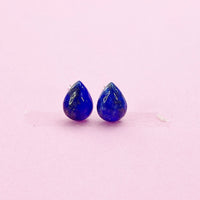 Sterling Silver Natural Lapis Lazuli Teardrop Stud Earrings, N5612