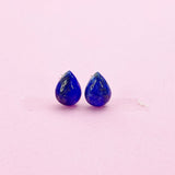 Sterling Silver Natural Lapis Lazuli Teardrop Stud Earrings, N5612
