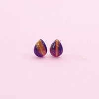 Sterling Silver Natural Tiger Eye Teardrop Stud Earrings, N5613