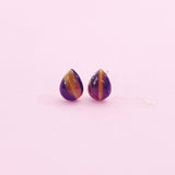 Sterling Silver Natural Tiger Eye Teardrop Stud Earrings, N5613