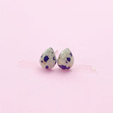 Sterling Silver Natural Dalmatian Jasper Teardrop Stud Earrings, N5614