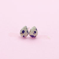 Sterling Silver Natural Dalmatian Jasper Teardrop Stud Earrings, N5614