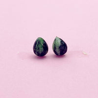 Sterling Silver Natural Ruby in Zoisite Teardrop Stud Earrings, N5615