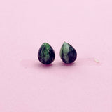 Sterling Silver Natural Ruby in Zoisite Teardrop Stud Earrings, N5615