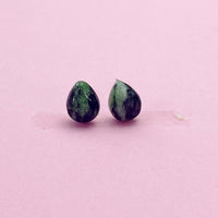 Sterling Silver Natural Ruby in Zoisite Teardrop Stud Earrings, N5615