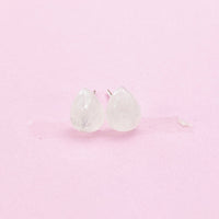 Sterling Silver Natural Quartz Crystal Teardrop Stud Earrings, N5617