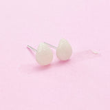 Sterling Silver Synthetic Luminous Stone Teardrop Stud Earrings, N5616