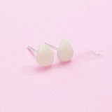 Sterling Silver Synthetic Luminous Stone Teardrop Stud Earrings, N5616