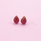 Sterling Silver Synthetic Goldstone Teardrop Stud Earrings, N5618