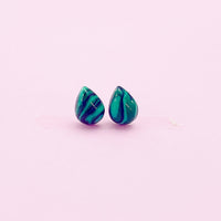 Sterling Silver Synthetic Malachite Teardrop Stud Earrings, N5622