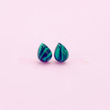 Sterling Silver Synthetic Malachite Teardrop Stud Earrings, N5622