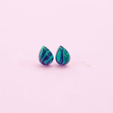 Sterling Silver Synthetic Malachite Teardrop Stud Earrings, N5622