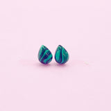 Sterling Silver Synthetic Malachite Teardrop Stud Earrings, N5622