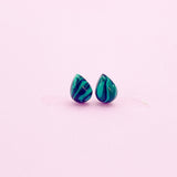 Sterling Silver Synthetic Malachite Teardrop Stud Earrings, N5622