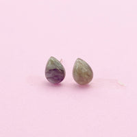 Sterling Silver Natural Labradorite Teardrop Stud Earrings, N5623