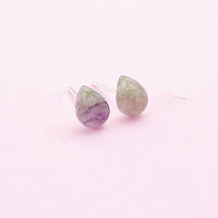 Sterling Silver Natural Labradorite Teardrop Stud Earrings, N5623