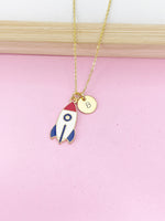 Rocket Necklace, Spacecraft Aircraft Vehicle Rocket Necklace Gifts, Best Graduation Gift, Birthday Gifts, Personalized Initial Gift, N4354